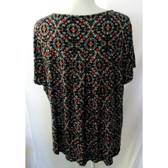 Philosophy Women's Plus Black Print Short Sleeve Stretch Shirt Size 1X - Picture 5 of 8